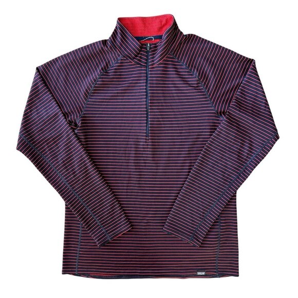 Patagonia Capilene Midweight Zip Neck Pullover Baselayer Mens Medium Striped - Picture 1 of 8
